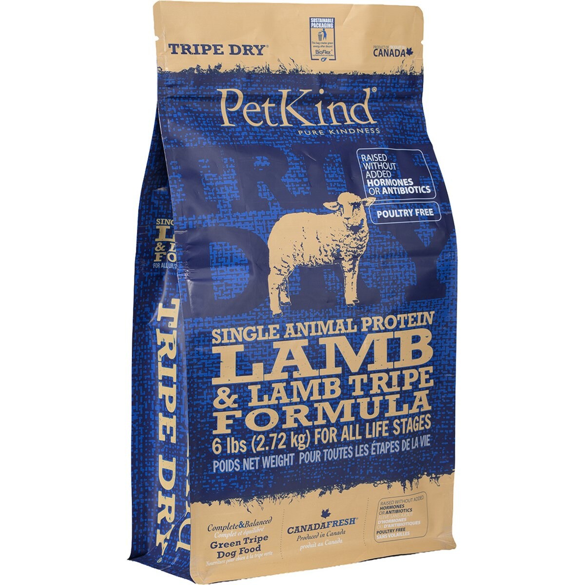 PetKind Tripe Dry Single Animal Protein Lamb & Lamb Tripe Formula Dry Dog Food, 6-lb bag
