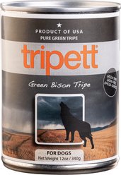PetKind Tripett Green Bison Tripe Grain-Free Canned Dog Food, 12.8-oz can, case of 12