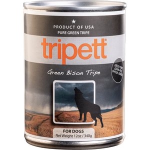 PetKind Tripett Green Bison Tripe Grain-Free Canned Dog Food, 12.8-oz can, case of 12