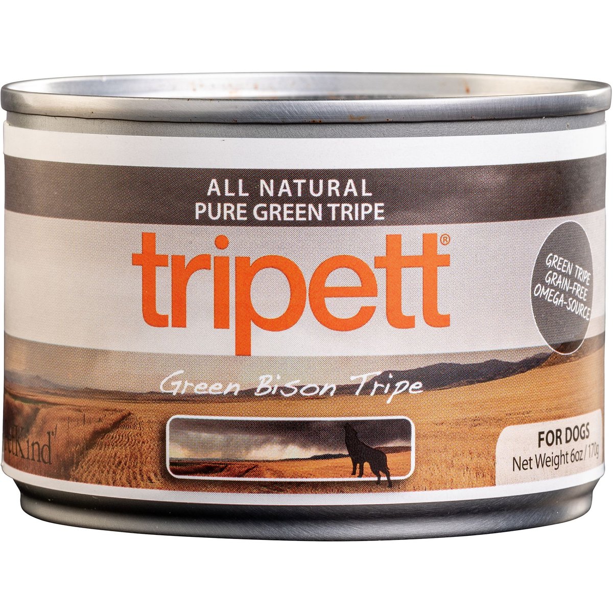 PetKind Tripett Green Bison Tripe Grain-Free Canned Dog Food, 5.5-oz can, case of 24