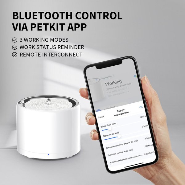 Show full view: PETKIT Eversweet 3 Pro Stainless Steel Dog & Cat Wireless Pump/UVC, 1.8L slide 4 of 10