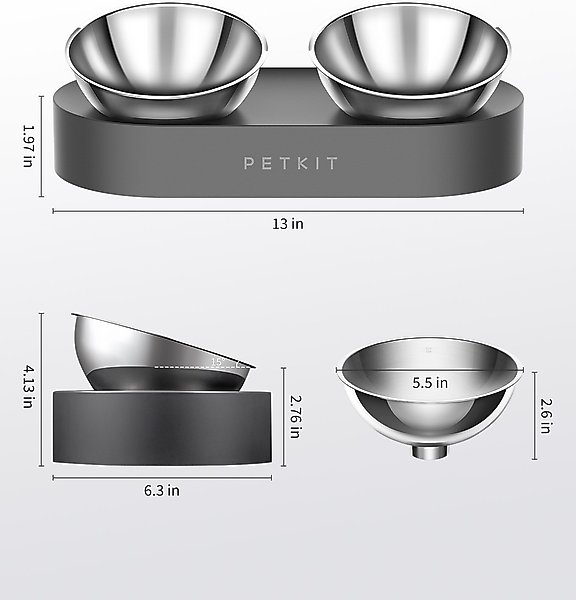 Show full view: PETKIT Fresh Nano 15 Degree Adjustable Stainless Steel Elevated Dog & Cat Bowl, 4-oz slide 5 of 7
