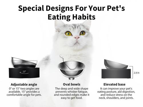 Show full view: PETKIT Fresh Nano 15 Degree Adjustable Stainless Steel Elevated Dog & Cat Bowl, 4-oz slide 4 of 7