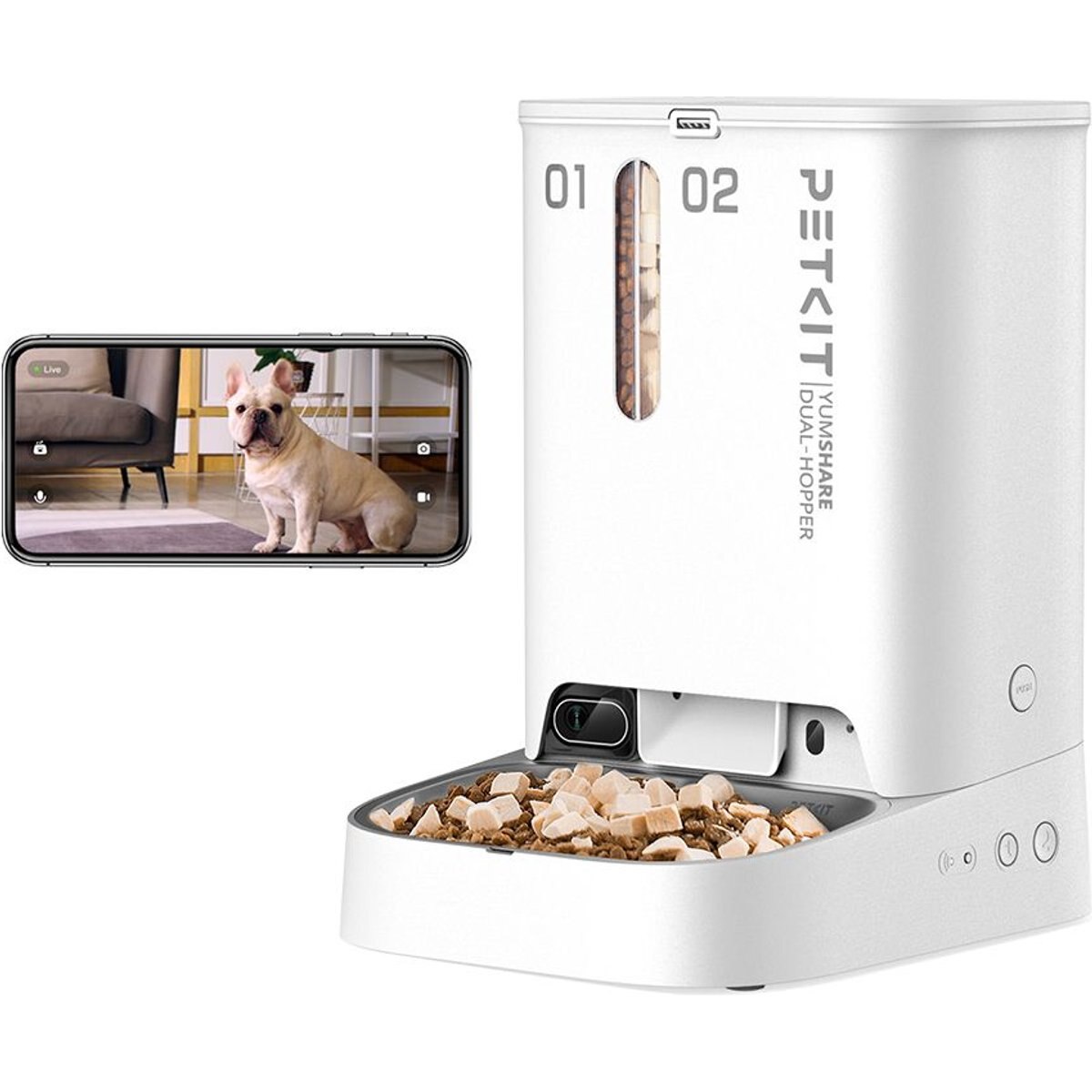 PETKIT Yumshare Dual-Hopper with Camera Smart Automatic Dog & Cat Feeder, 5L
