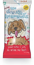 Petknowledgy by Spunky Pup Snack Pack Dog Ate My Homework, PB & Jelly Dog Treat, 2.5-oz bag, case of 8