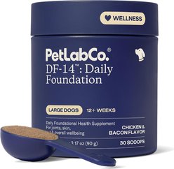 PetLabCo. DF-14 Foundation Gut, Joint, Skin, Immune, Heart Health Bacon Flavored Supplement for Large Dogs, 30-scoop