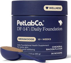 PetLabCo. DF-14 Foundation Gut, Joint, Skin, Immune, Heart Health Bacon Flavored Supplement for Medium Dogs, 30-scoop