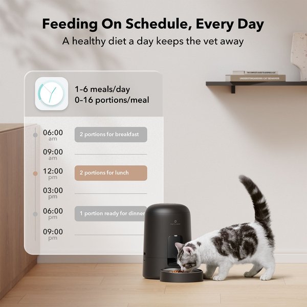 Show full view: Petlibro Air Automatic Cat Feeder with Battery Powered Dog & Cat Food Dispenser, Black, 2-litter slide 3 of 12