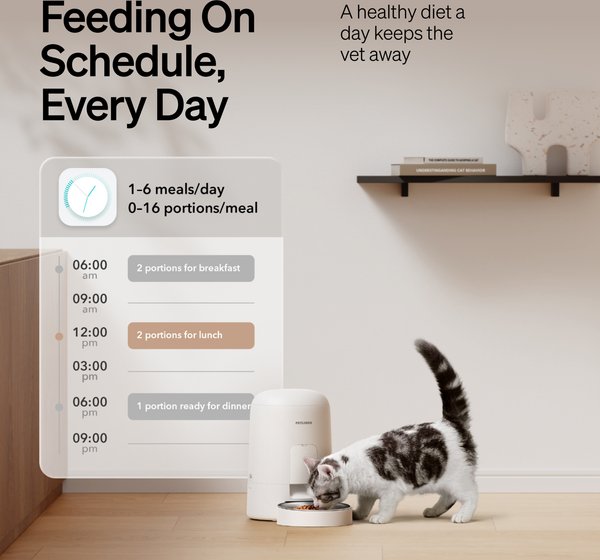 Petlibro Air Automatic Cat Feeder with Battery Powered Dog & Cat Food Dispenser, White, 2-liter
