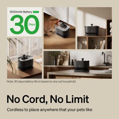 Show full view: Petlibro Dockstream Battery Operated Cat Water Fountain + 1 Replacement Wireless Pump, 84-oz, Black slide 5 of 11