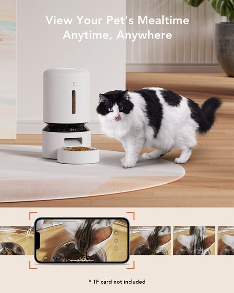 Show full view: Petlibro Granary WIFI Automatic Cat & Dog Feeder with Camera & 3 Pet Food Desiccant Bags, White, 5-L slide 7 of 10