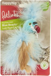 Petlinks Blue Beauty Lush Plush Catnip & Silvervine Bird & Feather Cat Toy, Blue, Small