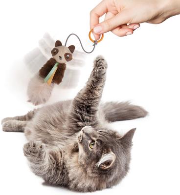 Show full view: Petlinks HappyNip Sneaky Swinger Bouncy Dangle Plush Raccoon Cat Toy, Brown, Medium slide 3 of 8