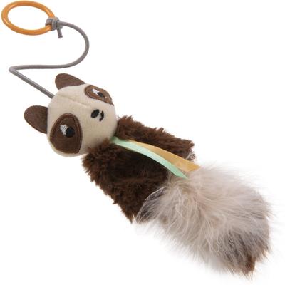 Show full view: Petlinks HappyNip Sneaky Swinger Bouncy Dangle Plush Raccoon Cat Toy, Brown, Medium slide 4 of 8
