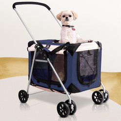 PetLuv Premium Pet Stroller, Soft-Sided Carrier & Travel Crate, Navy, Large