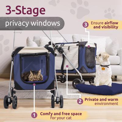 Show full view: PetLuv Premium Pet Stroller, Soft-Sided Carrier & Travel Crate, Navy, Large slide 5 of 11