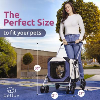 Show full view: PetLuv Premium Pet Stroller, Soft-Sided Carrier & Travel Crate, Navy, Large slide 7 of 11