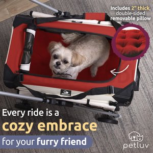 PetLuv Premium Pet Stroller, Soft-Sided Carrier & Travel Crate, Red, Large