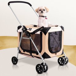 PetLuv Premium Pet Stroller, Soft-Sided Carrier & Travel Crate, Tan, Large
