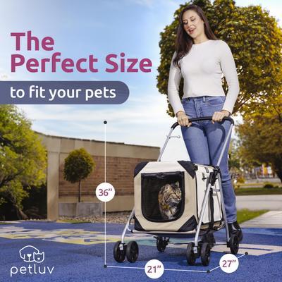Show full view: PetLuv Premium Pet Stroller, Soft-Sided Carrier & Travel Crate, Tan, Large slide 7 of 11