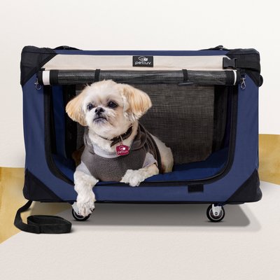 PetLuv PetLuv Premium Rolling Soft-Sided Cat & Dog Carrier on Wheels, Navy, Large