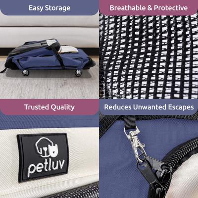 Show full view: PetLuv Premium Rolling Soft-Sided Cat & Dog Carrier on Wheels, Navy, Large slide 6 of 11