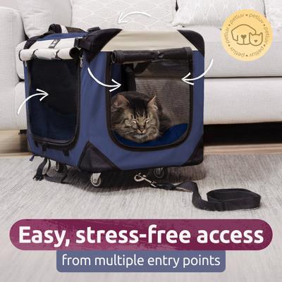 Show full view: PetLuv Premium Rolling Soft-Sided Cat & Dog Carrier on Wheels, Navy, Large slide 5 of 11