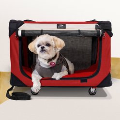 PetLuv Premium Rolling Soft-Sided Cat & Dog Carrier on Wheels, Red, Large