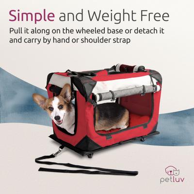 Show full view: PetLuv Premium Rolling Soft-Sided Cat & Dog Carrier on Wheels, Red, Large slide 8 of 11