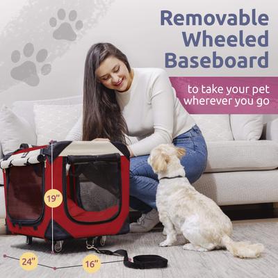 Show full view: PetLuv Premium Rolling Soft-Sided Cat & Dog Carrier on Wheels, Red, Large slide 5 of 11
