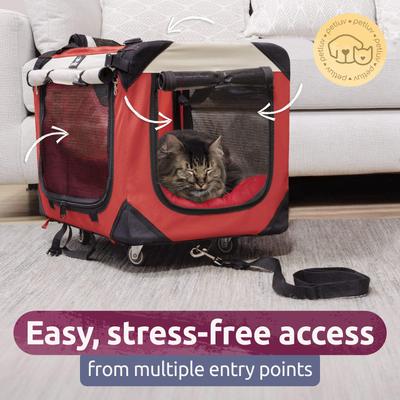 Show full view: PetLuv Premium Rolling Soft-Sided Cat & Dog Carrier on Wheels, Red, Large slide 3 of 11