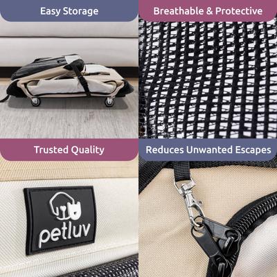 Show full view: PetLuv Premium Rolling Soft-Sided Cat & Dog Carrier on Wheels, Tan, Large slide 6 of 11
