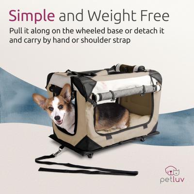 Show full view: PetLuv Premium Rolling Soft-Sided Cat & Dog Carrier on Wheels, Tan, Large slide 8 of 11