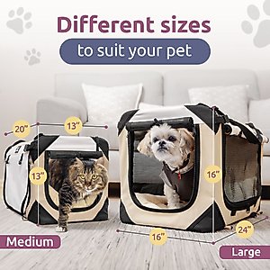 PetLuv Premium Soft-Sided Cat & Dog Carrier, Tan, Large
