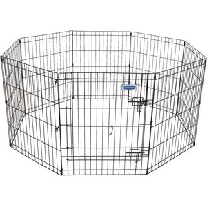 Petmate 8-Panel Wire Dog Exercise Pen with Door, Black, Intermediate