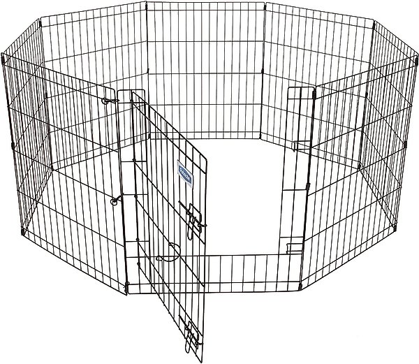 Show full view: Petmate 8-Panel Wire Dog Exercise Pen with Door, Black, Intermediate slide 3 of 7
