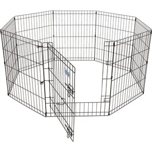 Petmate 8-Panel Wire Dog Exercise Pen with Door, Black, Intermediate