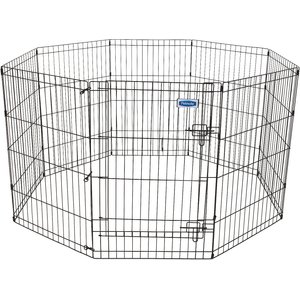 Petmate 8-Panel Wire Dog Exercise Pen with Door, Black, Large