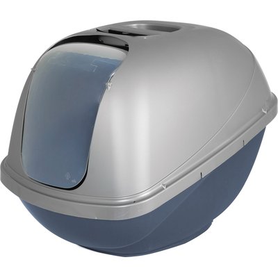 Petmate Petmate Basic Hooded Cat Litter Pan, Blue Steel/Pearl Silver, Large