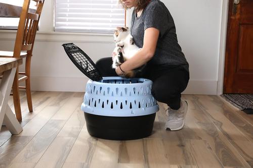 Show full view: Petmate Get A Round Ergonomic Airline Approved Dog & Cat Carrier, Clear Sky, 19-in slide 5 of 10