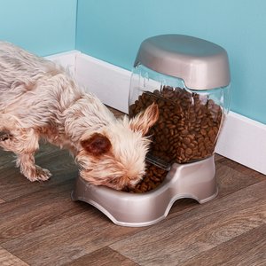 Petmate Pearl Pet Cafe Gravity Refill Dog & Cat Feeder, Tan, 12-cup