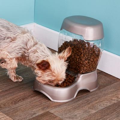 Show full view: Petmate Pearl Pet Cafe Gravity Refill Dog & Cat Feeder, Tan, 12-cup slide 4 of 8