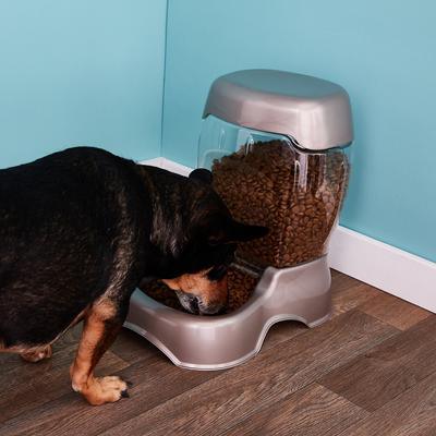 Show full view: Petmate Pearl Pet Cafe Gravity Refill Dog & Cat Feeder, Tan, 48-cup slide 3 of 7