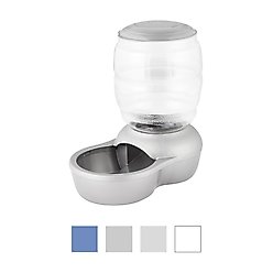 Petmate Pearl Replendish Gravity Refill Dog & Cat Feeder with Microban, Silver, 8-cup