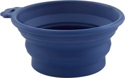 Petmate Silicone Round Collapsible Travel Pet Bowl, Navy Blue, 3-cup