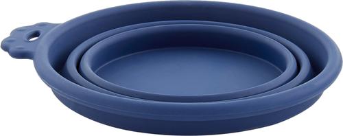 Show full view: Petmate Silicone Round Collapsible Travel Pet Bowl, Navy Blue, 3-cup slide 4 of 8