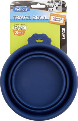 Show full view: Petmate Silicone Round Collapsible Travel Pet Bowl, Navy Blue, 3-cup slide 5 of 8