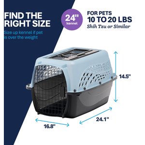 Petmate Two Door Top Load Dog & Cat Kennel, Blue, 24 inches, up to 15-lbs