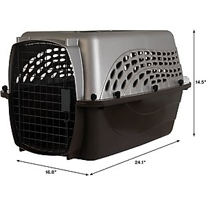 Petmate Two Door Top Load Dog & Cat Kennel, Tan, 24 inches, up to 15-lbs