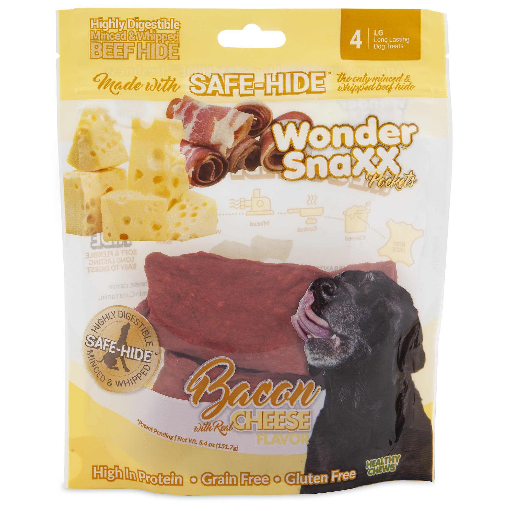 Petmate Wonder Snaxx Pockets Bacon & Cheese Dog Treats, 4 Count